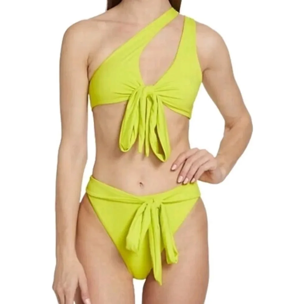 NWT Good American Styled 10-Way Electric Yellow Glam Feminine Girly Bikini Set